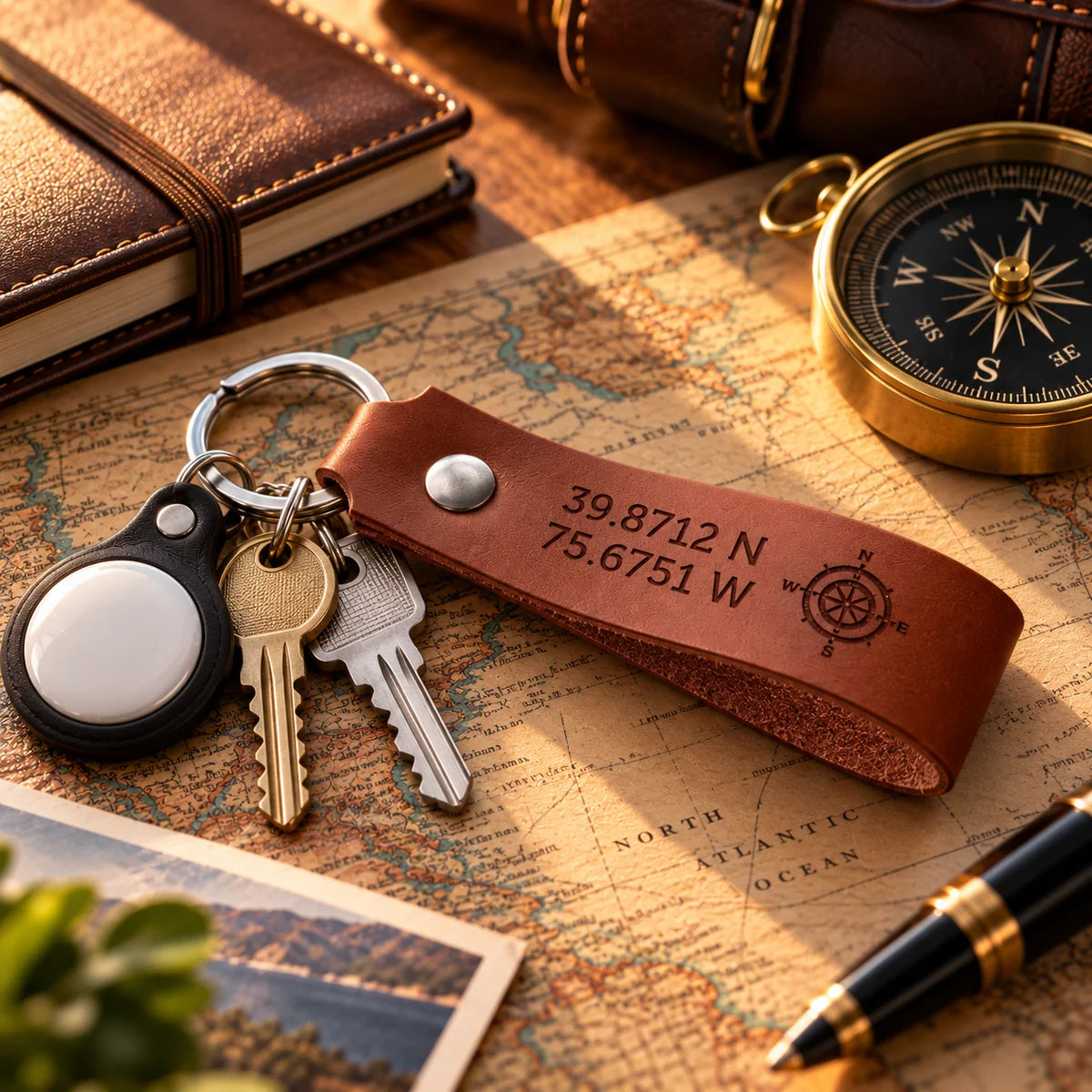 Personalized Leather Keychain – Custom Engraved