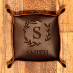 Personalized Leather Valet Tray | Custom Catchall Tray | SANTJAG